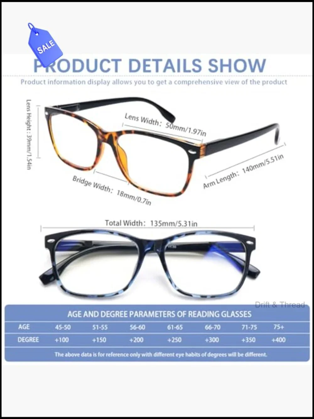 Multifocus Reading Glasses for Women, Blue Light Blocking Progressive Readers,